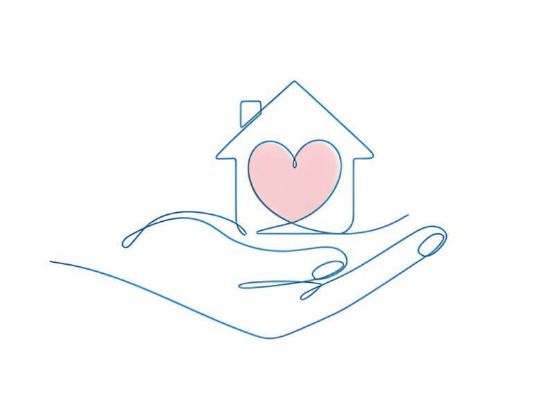 heart inside a house icon in a hand